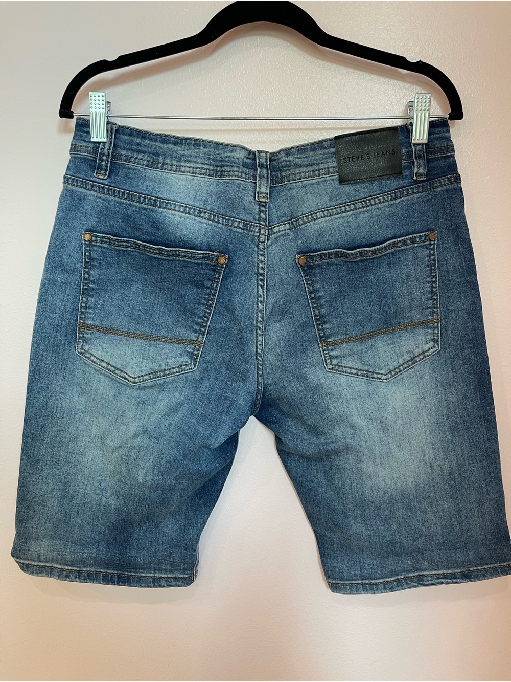 Steve's Jeans Mens Denim Shorts Medium Wash Blue Stretch Size 32 Steve's Denim - Picture 2 of 4